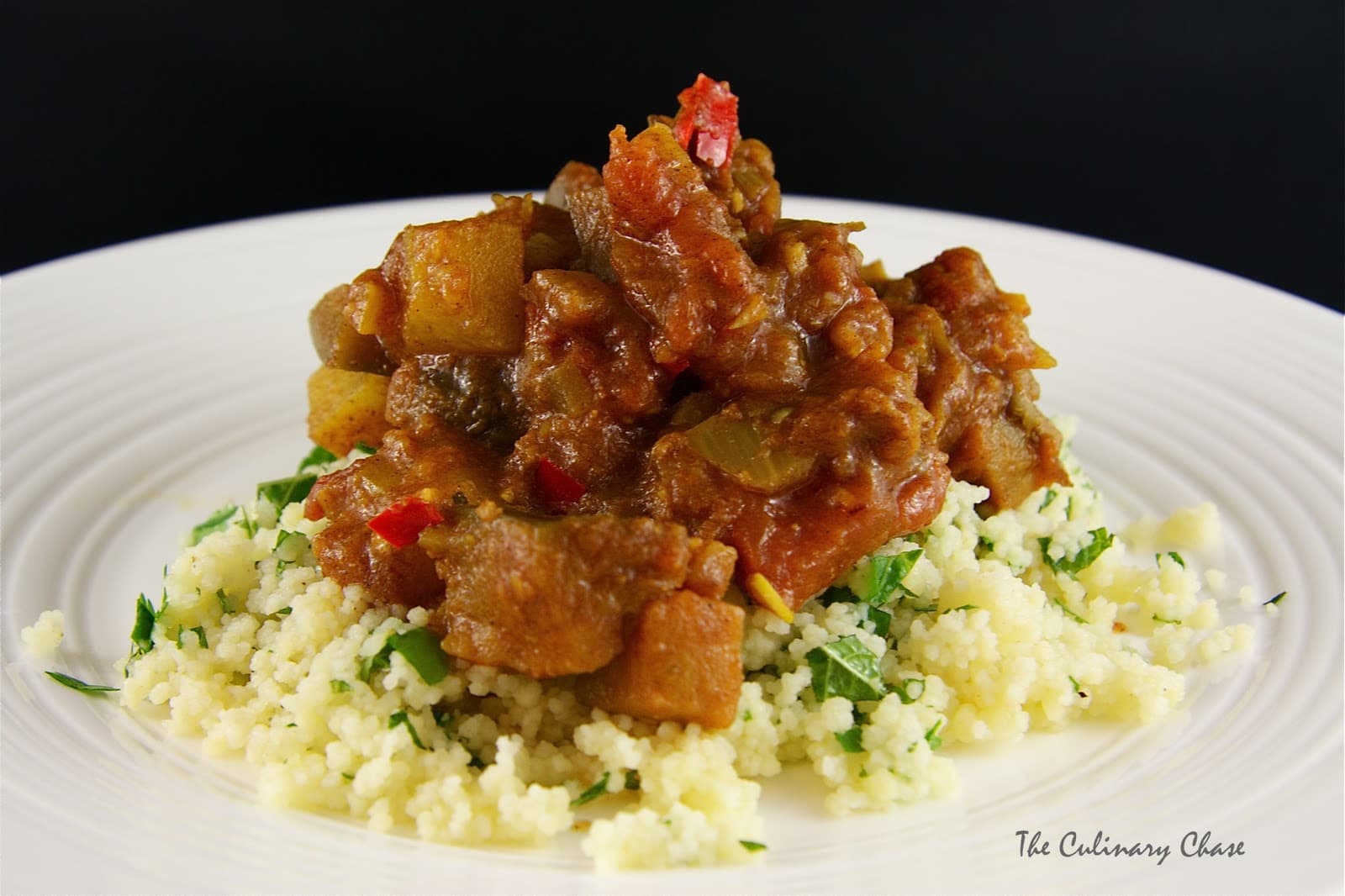 Aubergine and Chestnut Tagine with Herbed Couscous The Culinary Chase