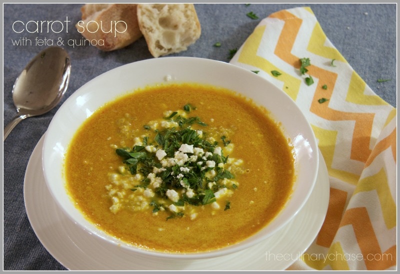 carrot soup with feta & quinoa
