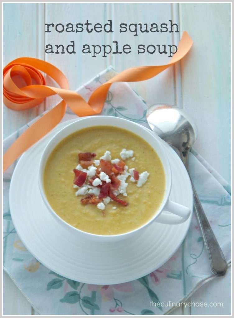 Roasted Squash & Apple Soup with Goat’s Cheese & Bacon - The Culinary Chase
