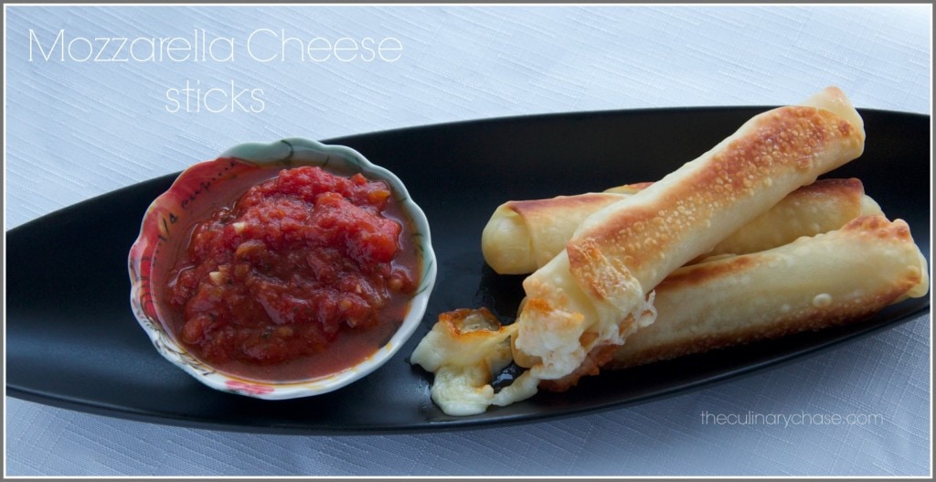 baked mozzarella cheese sticks by The Culinary Chase