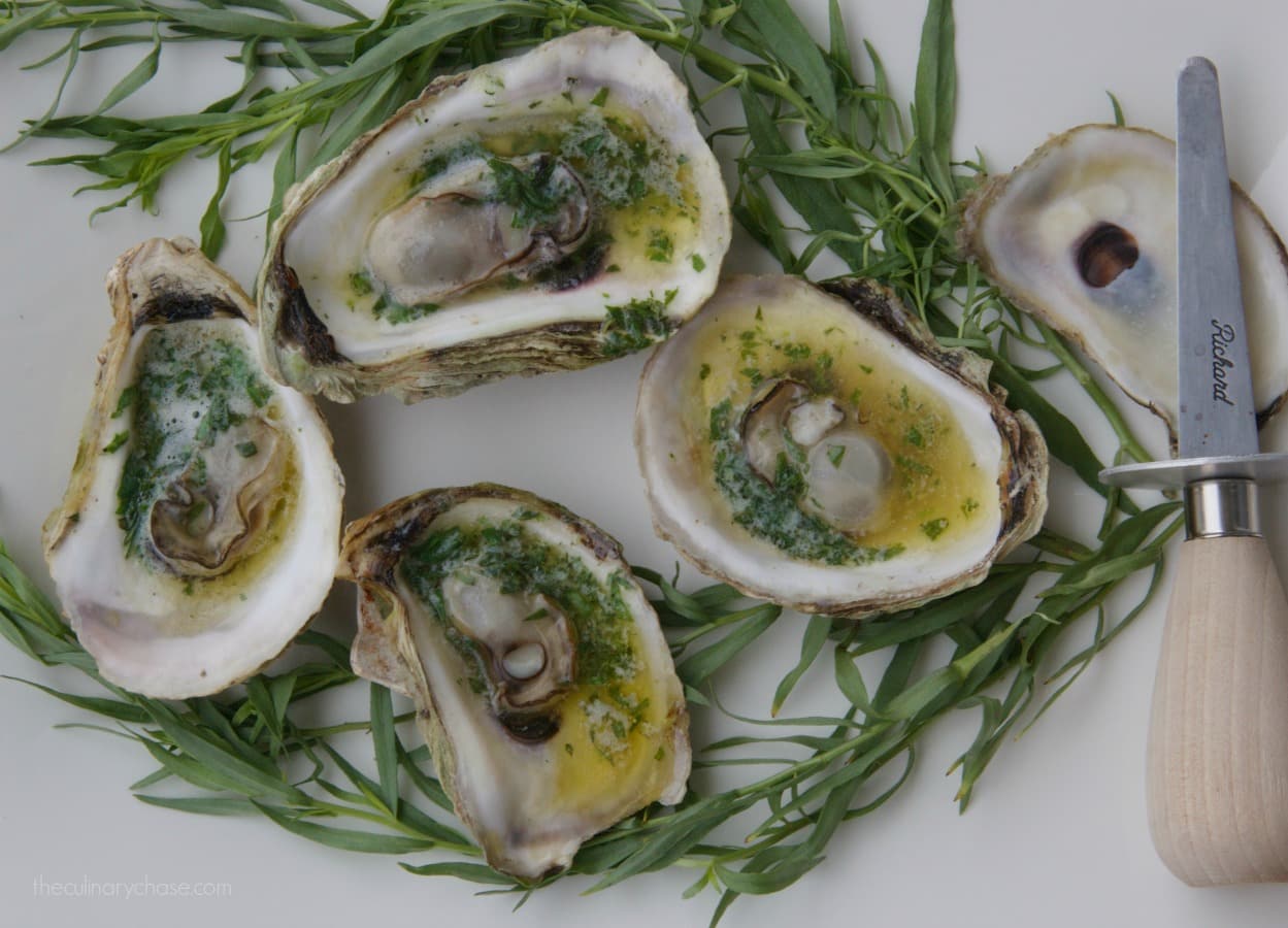 Grilled Oysters with Tarragon Butter