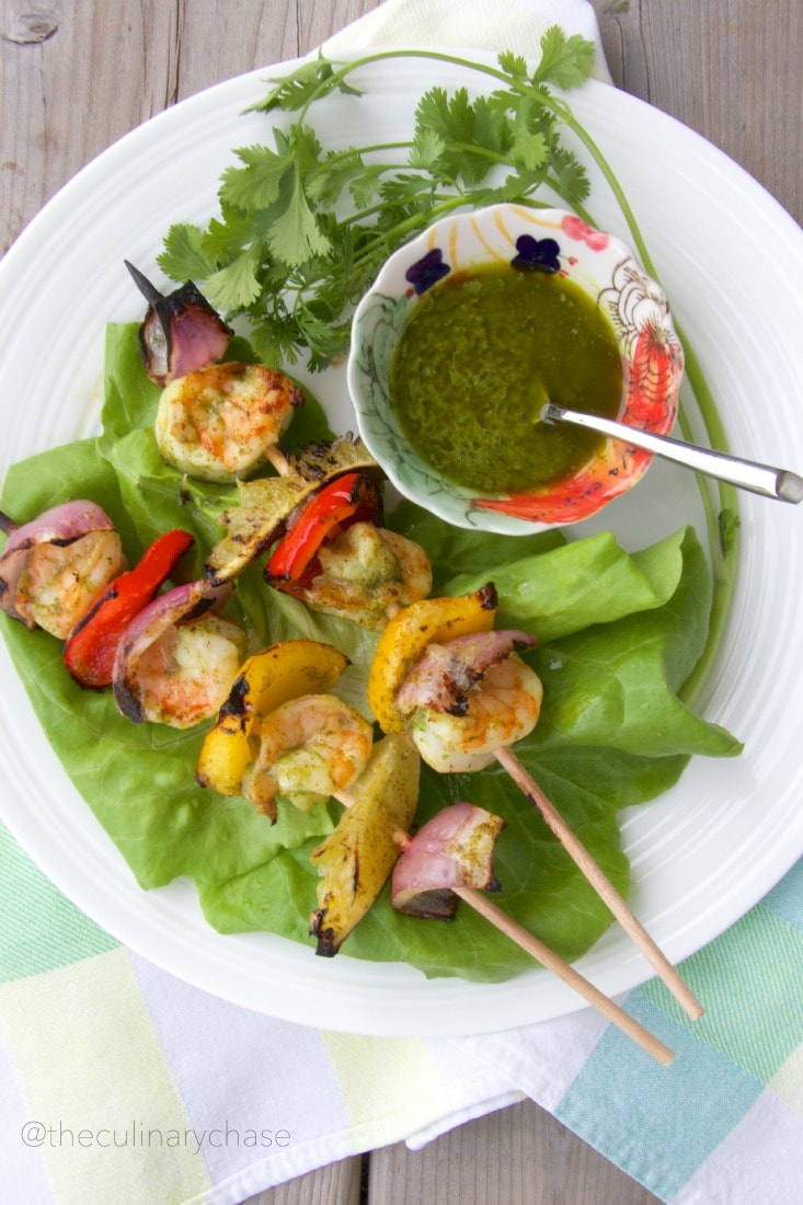 shrimp kebabs with cilantro dressing