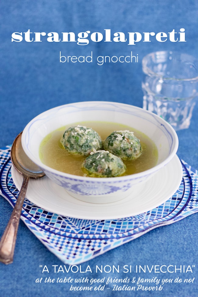 strangolatreti (bread gnocchi with spinach & Parmesan)